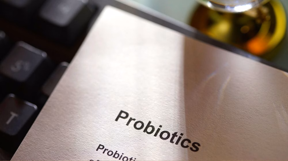 Kartka papieru z napisami Probiotics