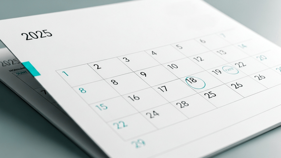 Papierowy kalendarz na rok 2025.